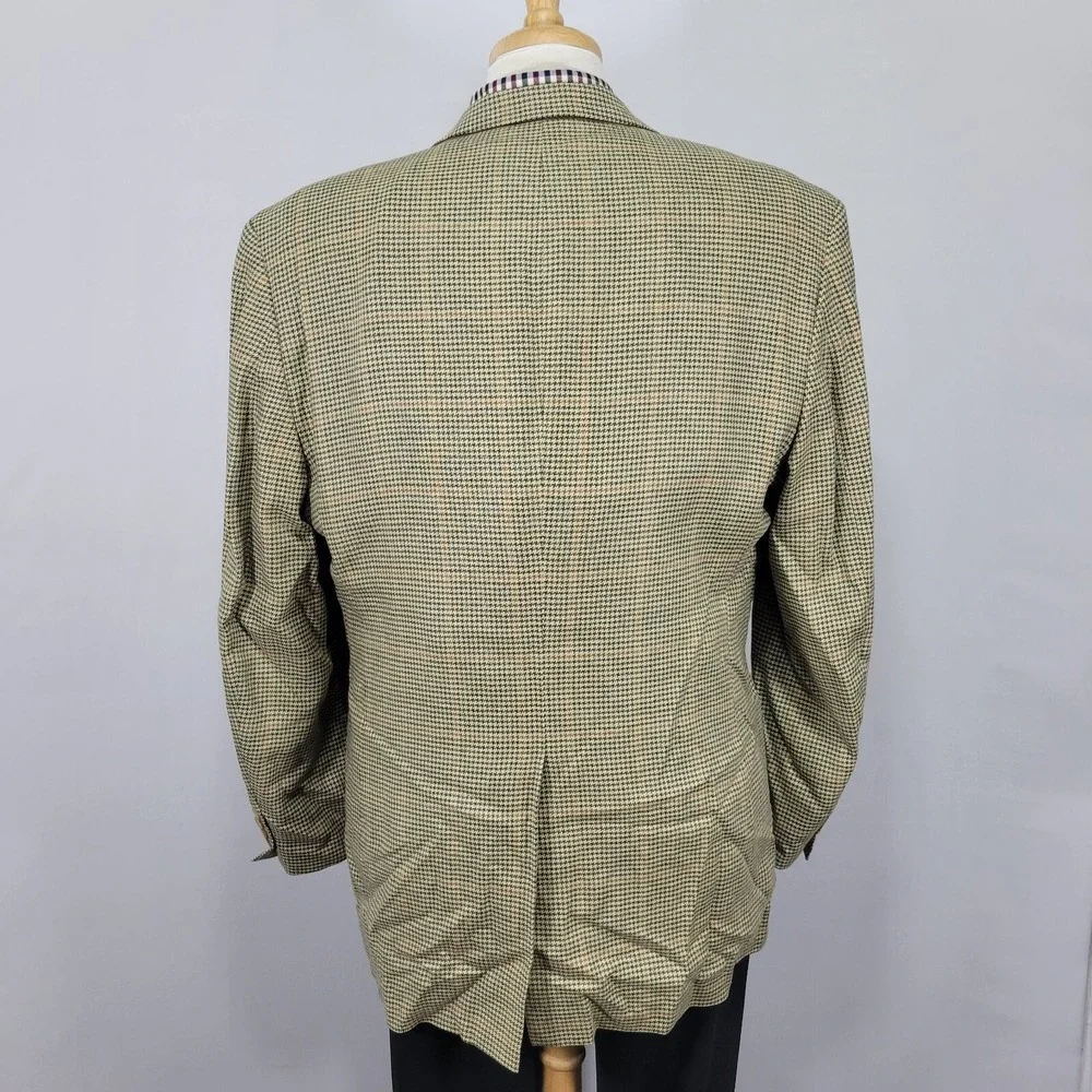 JOS A BANK‎ Men's Sport Coat Blazer Two Button Beige Houndstooth Wool Size 46L